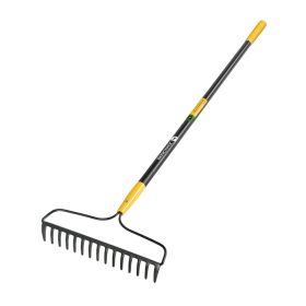   JOHN DEERE R-15AM-FX-JD 15 fogú kovácsolt íves gereblye, 150 cm-es üvegszálas nyéllel, gumírozott markolattal (35126)