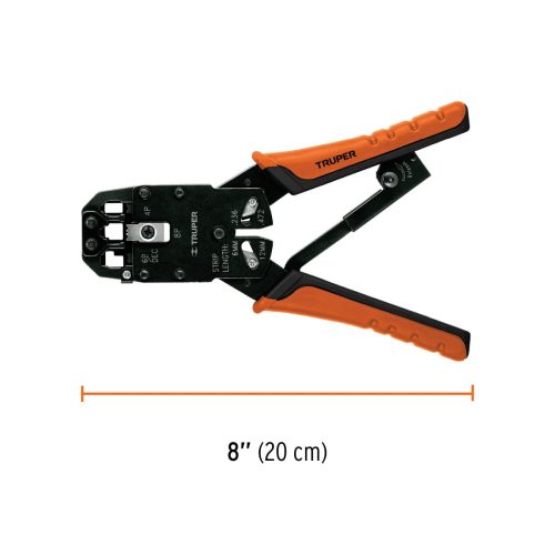TRUPER PRJ-3 Krimpelő fogó RJ-22, RJ-12, RJ-11, RJ-45 csatlakozókhoz, 20 cm (102681) BF25