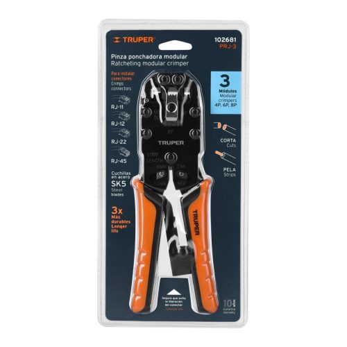 TRUPER PRJ-3 Krimpelő fogó RJ-22, RJ-12, RJ-11, RJ-45 csatlakozókhoz, 20 cm (102681) BF25