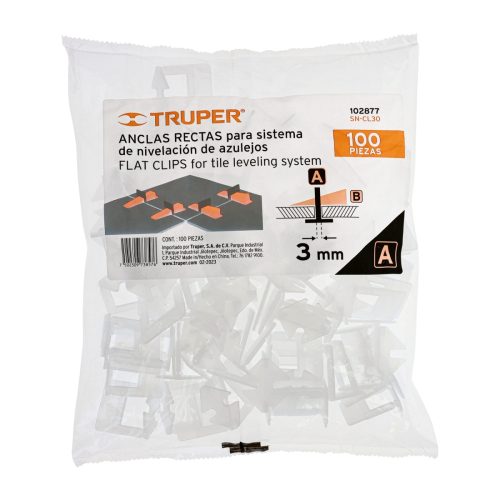 TRUPER SN-CL30 Ékes szintező kapu, 3 mm, 3-12 mm csempékhez, 100 db (102877)
