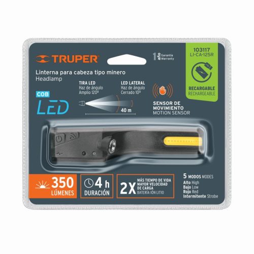 TRUPER EXPERT LI-CA-125R Akkus fejlámpa mozgásérzékelővel, 125 Lumen (103117)
