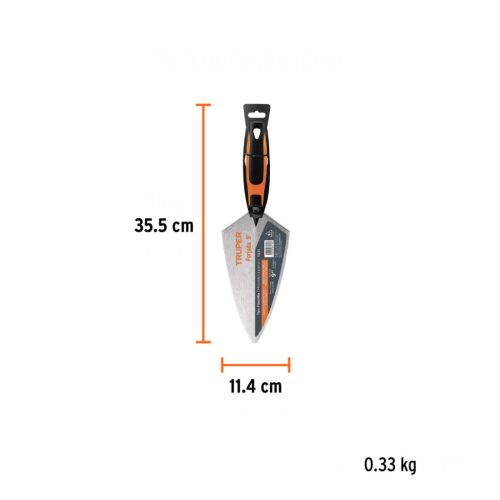 TRUPER CT-9B Hegyes kovácsolt kőműveskanál ComfortGrip markolattal, 23 cm (11231)