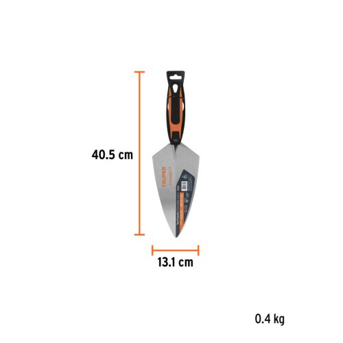 TRUPER CT-11B Hegyes kovácsolt kőműveskanál ComfortGrip markolattal, 28 cm (11234)