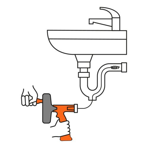 TRUPER DECA-25X Gépi lefolyótisztító spirál markolattal, dob tekercseléssel, 7,6 m (12280)