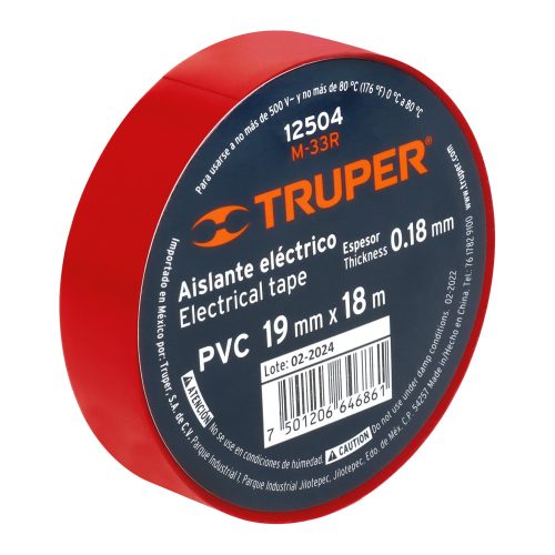 TRUPER M-33R Szigetelőszalag, piros, 19 mm x 18 m (12504) 