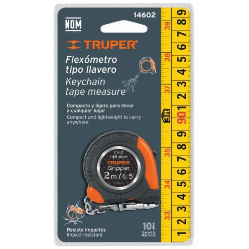 TRUPER FH-2 Kulcstartó gumírozott mérőszalag 2 m / 6,5 ft (14602)