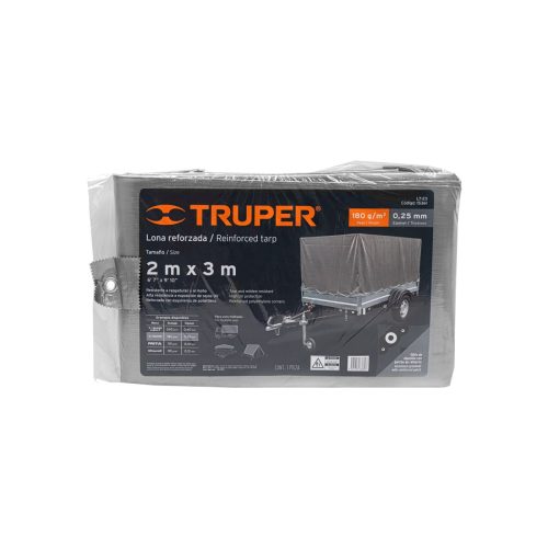TRUPER LT-23 Erősített ponyva, szürke, 2 x 3 m, 180g/m2 (15361)