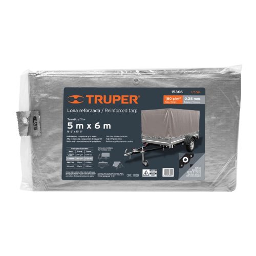 TRUPER LT-56 Erősített ponyva, szürke, 5 x 6 m, 180g/m2 (15366)