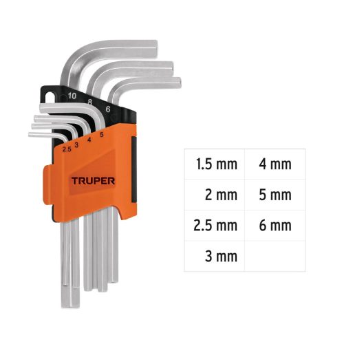 TRUPER ALE-7M Imbuszkulcs készlet, 7 darabos, 1,5 - 6 mm (15530)