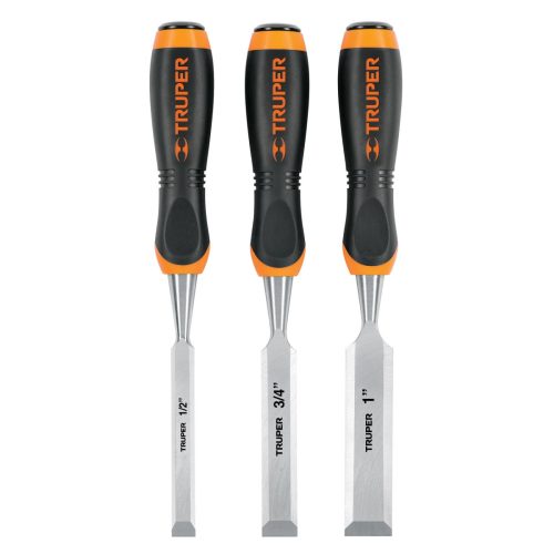 TRUPER JFT-3 Üthető fa véső készlet ComfortGrip markolattal, 12,7/ 19 / 25,4 mm (17759)