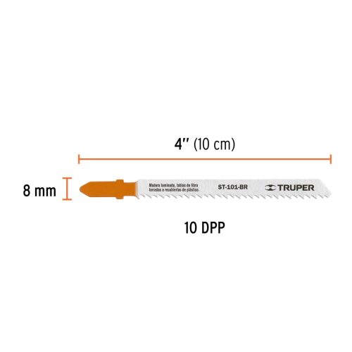 TRUPER ST-101-BR Dekopír fűrészlap, T befogás, rétegelt lemezhez, 100 mm / 10 TPI (18125)
