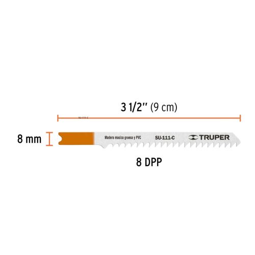 TRUPER SU-111-C Dekopír fűrészlap, U befogás, fához, 90 mm / 8 TPI (18137)