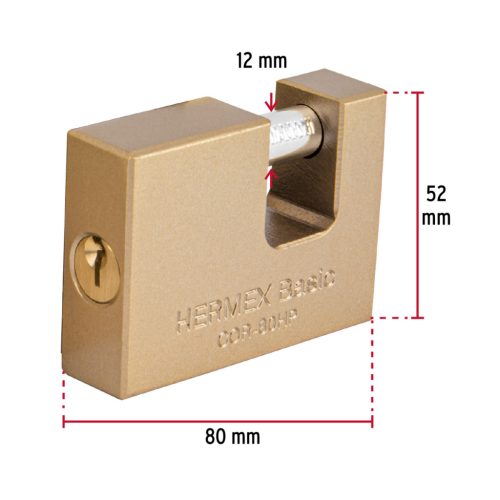 HERMEX COR-80LE Henger zárás "U" lakat, 80 mm, 2 kulcs  (22517)