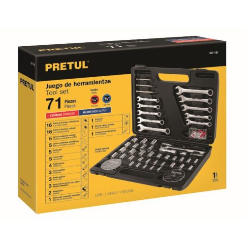 PRETUL SET-100 Szerszámkészlet, 71 részes (22980)