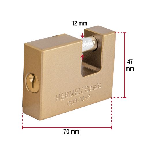 HERMEX COR-70LE Henger zárás "U" lakat, 70 mm, 2 kulcs  (23540)