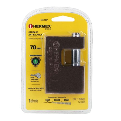 HERMEX COR-70LE Henger zárás "U" lakat, 70 mm, 2 kulcs  (23540)