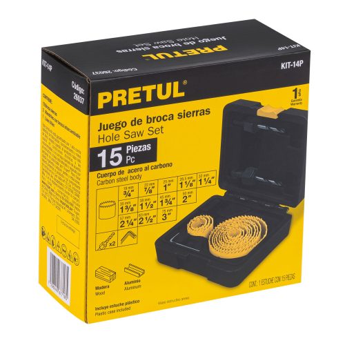 PRETUL KIT-14P Körkivágó készlet, 15 részes, 19-75 mm  (26037)
