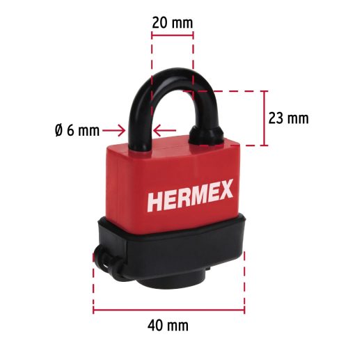 HERMEX CMR-40 Műanyag bevonatú laminált lakat, 40 mm, 3 kulcs (43367)