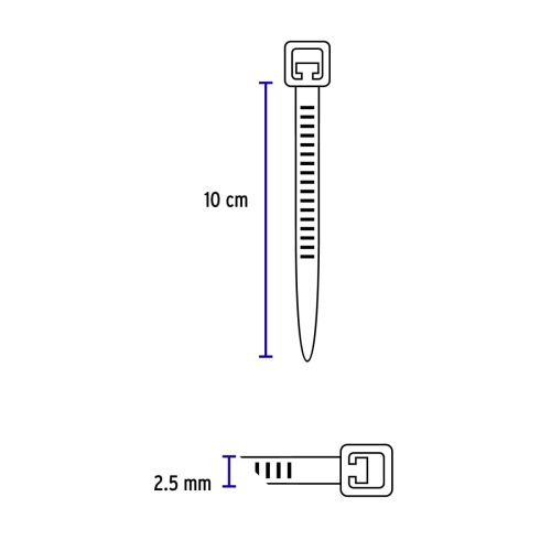 VOLTECK CIN-1810 Kábelkötegelő, fehér, 100 x 2,5 mm, 100 db (44300)