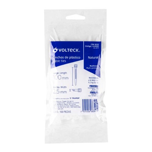 VOLTECK CIN-1810 Kábelkötegelő, fehér, 100 x 2,5 mm, 100 db (44300)