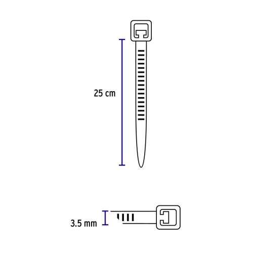 VOLTECK CIN-4025 Kábelkötegelő, fehér, 250 x 3,5 mm, 50 db (44305)