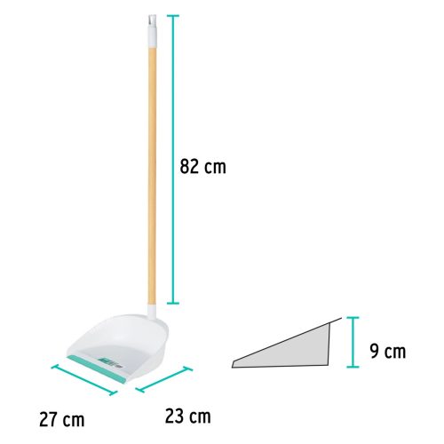 KLINTEK RECO-11B Műanyag szemeteslapát fa nyéllel, 82 cm / 27 cm (57024)